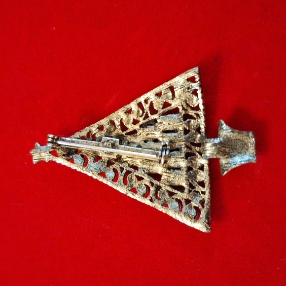 Christmas tree brooch vintage 1970s 10 colorful AB rhinestones - Picture 4 of 4